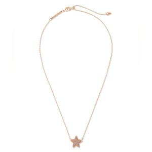 NWOT Kendra Scott Jae Star Rose Gold Pendant Necklace in Rose Gold Drusy
